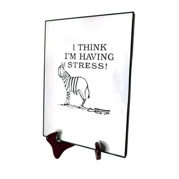 Funny Zebra "I Think Im Having Stress!" Wall Art Decor - Framed Print With Humor - Picture 4 of 9